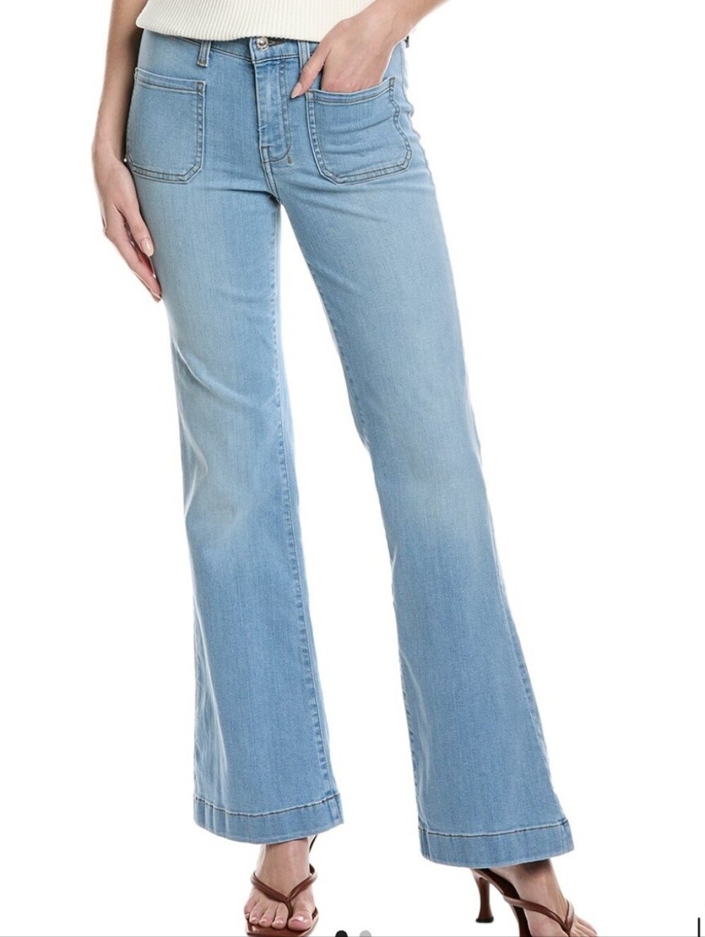 7 For All Mankind Dojo Tailorless Flare Leg Jeans Silm Evolution Light Wash 27